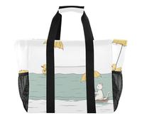 OWFKAY Borsone da viaggio, borsa sportiva da palestra, borsa da spiaggia impermeabile, borsa a tracolla da donna, pieghevole, riutilizzabile, divertente gatto e anatra, Divertente gatto e anatra