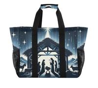 OWFKAY Borsone da viaggio, borsa sportiva da palestra, borsa da spiaggia impermeabile, borsa a tracolla per weekend, borsa da notte per donne, pieghevole, riutilizzabile, sagoma della natività, Sagoma