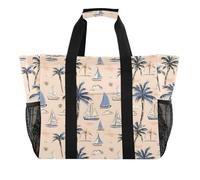 OWFKAY Borsone da viaggio, borsa sportiva da palestra, borsa da spiaggia impermeabile, borsa a tracolla da donna, pieghevole, riutilizzabile, motivo palme, barca a vela, nuvola, Modello di nuvola di