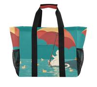 OWFKAY Borsone da viaggio, borsa sportiva da palestra, borsa da spiaggia impermeabile, borsa a tracolla da donna, pieghevole, riutilizzabile, motivo gatto su sfondo blu, Gatto del fumetto su blu