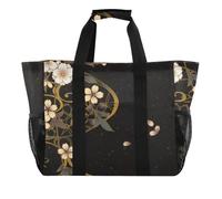 OWFKAY Borsone da viaggio, borsa sportiva da palestra, borsa da spiaggia impermeabile, borsa a tracolla per weekend, borsa da notte, da donna, pieghevole, riutilizzabile, motivo floreale in stile