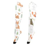 OWFKAY Bush Animal Fox Calze alte da donna calze alte al ginocchio calze lunghe sopra il ginocchio scaldamuscoli morbidi
