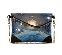 OWFKAY Celestial Bodies Constellation - Pochette da donna, in pelle, piccola borsa a tracolla con cinturino a catena