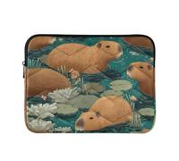 OWFKAY Custodia per laptop da 15-16 pollici, fodera morbida, imbottita, con cerniera, borsa da trasporto per uomini e donne, motivo con fiore di loto Capybara