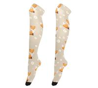 OWFKAY Daisy Fox - Calze lunghe da donna, sopra il ginocchio, morbide