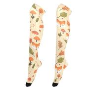 OWFKAY Fox Fungo Autunno Donne Coscia Calze Alte Ginocchio Calze Lunghe Calze Sopra Il Ginocchio Scaldamuscoli Morbido