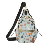OWFKAY Fox Rabbit Bear Stump Sling Bag per donne uomini borsa a tracolla borsa a tracolla antifurto viaggio escursionismo
