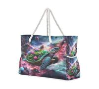 OWFKAY Grande borsa da spiaggia in tela tote borsa a tracolla con cielo stellato tartaruga impermeabile borse per palestra viaggi quotidiano