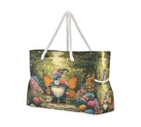 OWFKAY Grande borsa da spiaggia in tela tote borsa a tracolla farfalla gnomi borse resistenti all'acqua per palestra viaggi quotidiano