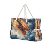 OWFKAY Grande borsa da spiaggia in tela tote borsa a tracolla nuvola drago borse resistenti all'acqua per palestra viaggi quotidiano