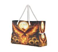 OWFKAY Grande borsa da spiaggia in tela tote borsa a tracolla Phoenix girasole borse resistenti all'acqua per palestra viaggi quotidiano