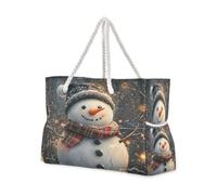 OWFKAY Grande borsa da spiaggia in tela tote borsa a tracolla pupazzo di neve borse resistenti all'acqua per palestra viaggi quotidiano