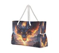 OWFKAY Grande borsa da spiaggia in tela tote borsa a tracolla un bellissimo drago resistente all'acqua borse per palestra viaggi quotidiano