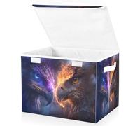 OWFKAY Grandi contenitori pieghevoli in tessuto con coperchio, 41,9 x 32 x 30 cm, con aquila che si guardano l'un l'altro, contenitori pieghevoli per scaffali