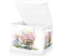 OWFKAY Grandi contenitori pieghevoli in tessuto con coperchio, 41,9 x 32 x 30 cm, contenitori pieghevoli per biciclette e fiori, contenitori cubici per scaffali