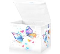 OWFKAY Grandi contenitori pieghevoli in tessuto con coperchio, 41,9 x 32 x 30 cm, due farfalle, contenitori pieghevoli per scaffali