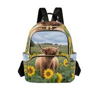 OWFKAY Highland Cattle Sunflower piccolo zaino per le donne zaino mini ragazze scuola borsa viaggio antifurto casual, Girasole di bestiame delle Highland, S, Zaino da donna