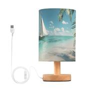 OWFKAY Lampada da tavolo Comodino Lampade LED per camera da letto Luce Barca a vela Spiaggia con porta USB Piccolo Moderno Decorativo Soggiorno