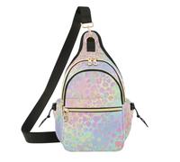 OWFKAY Leopard Cheetah Rainbow Sling Bag per donne uomini borsa a tracolla borsa a tracolla antifurto viaggio escursionismo