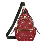 OWFKAY Line Kitten Red Cat Sling Bag per uomo donna borsa a tracolla borsa a tracolla antifurto viaggio escursionismo