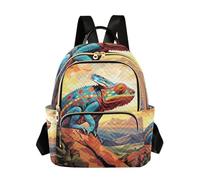 OWFKAY Lizard Chameleon 2 Piccolo zaino da donna zaino mini ragazza borsa scuola viaggio antifurto casual, Camaleonte lucertola 2, S, Zaino da donna