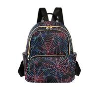 OWFKAY Neon Spiders Web piccolo zaino per donne zaino mini ragazze scuola borsa viaggio antifurto casual, Ragni Neon Web, S, Zaino da donna