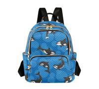 OWFKAY Orca Whale Blue Small Backpack per le donne zaino mini ragazze zaino scuola viaggio antifurto casual, Balena Orca Blu, S, Zaino da donna