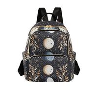 OWFKAY Phase Moon Leaves Piccolo zaino da donna zaino mini ragazze borsa scuola viaggio antifurto casual, Foglie di Luna Fase, M, Zaino da donna