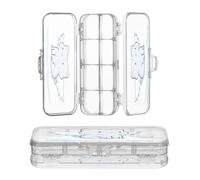 OWFKAY Piccolo astuccio con forniture ali di gatto in plastica trasparente matita scatola organizer pastello scatola portaoggetti doppio strato portapenne per la scuola