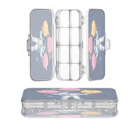OWFKAY Piccolo astuccio con forniture astronauta pianeta plastica trasparente matita scatola organizzatore pastello scatola portaoggetti doppio strato portapenne per la scuola