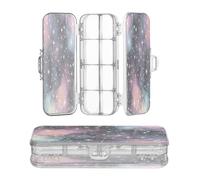 OWFKAY Piccolo astuccio con forniture bella stella in plastica trasparente matita scatola organizzatore pastello scatola portaoggetti doppio strato portapenne per la scuola