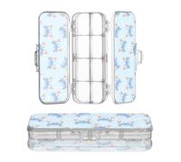 OWFKAY Piccolo astuccio con forniture carino granchio modello plastica trasparente matita scatola organizzatore pastello scatola portaoggetti doppio strato portapenne per la scuola