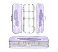 OWFKAY Piccolo astuccio con forniture Cat Moon plastica trasparente matita scatola organizer pastello scatola portaoggetti doppio strato portapenne per la scuola