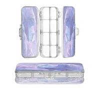 OWFKAY Piccolo astuccio con forniture gufo con ali spalmate in plastica trasparente scatola organizer pastello scatola portaoggetti doppio strato portapenne per la scuola
