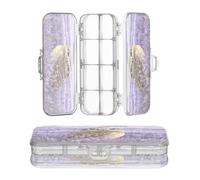 OWFKAY Piccolo astuccio con forniture gufo lavanda plastica trasparente matita scatola organizzatore pastello scatola portaoggetti doppio strato portapenne per la scuola