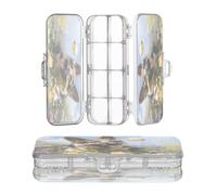 OWFKAY Piccolo astuccio con forniture Pastore Tedesco Farfalla Plastica Trasparente Matite Box Organizer Pastello Scatola di Immagazzinaggio Doppio Strato Portapenne per la Scuola