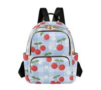OWFKAY Piccolo zaino da donna a quadretti blu ciliegia, mini zaino per la scuola, borsa da viaggio, antifurto casual, Blu ciliegia reticolato, S, Zaino da donna