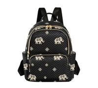 OWFKAY Piccolo zaino da donna con elefante indiano, nero, mini borsa per la scuola, da viaggio, antifurto, casual, Elefante indiano nero, M, Zaino da donna