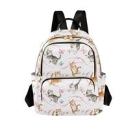 OWFKAY Piccolo zaino da donna con fiocco di gatto, mini borsa per la scuola, da viaggio, antifurto, casual, Arco per gatti, S, Zaino da donna