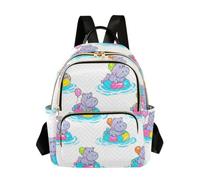 OWFKAY Piccolo zaino da donna con ippopotamo palloncino mini zaino per la scuola borsa da viaggio antifurto casual, Palloncino Ippopotamo, M, Zaino da donna