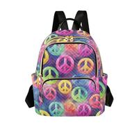 OWFKAY Piccolo zaino da donna con simbolo della pace, colorato, mini borsa per la scuola, da viaggio, antifurto, casual, Simbolo colorato della pace, M, Zaino da donna