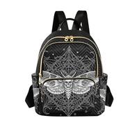 OWFKAY Piccolo zaino da donna con teschio gotico e falene nere, mini zaino per la scuola, da viaggio, antifurto, casual, Teschio gotico falene nere, S, Zaino da donna