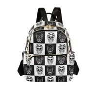 OWFKAY Piccolo zaino da donna con teschio gotico nero e bianco, mini zaino per la scuola, da viaggio, antifurto casual, Teschio gotico bianco e nero, M, Zaino da donna