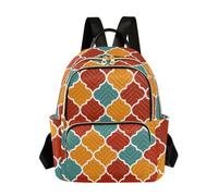 OWFKAY Piccolo zaino da donna con traliccio reticolato rosso arancione piccolo zaino per la scuola borsa da viaggio antifurto casual, Traliccio Lattice Rosso Arancione, S, Zaino da donna