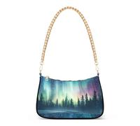 OWFKAY Pochette a tracolla tote borse da donna borsa hobo borsa borsa Aurora foresta neve con chiusura a cerniera