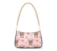 OWFKAY Pochette a tracolla tote borse da donna borsa hobo borsa chihuahua cane rosa con chiusura a cerniera