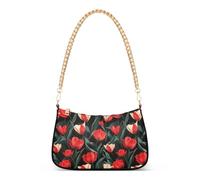 OWFKAY Pochette a tracolla tote borse da donna Hobo borse borsa a tulipano nero rosso con chiusura a cerniera