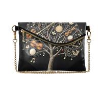OWFKAY Pochette da donna in pelle con albero degli strumenti musicali, piccola borsa a tracolla con cinturino a catena da polso