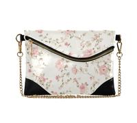 OWFKAY Pochette da donna rosa floreale metà secolo borsa in pelle piccola borsa a tracolla da donna con cinturino a catena da polso
