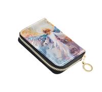 OWFKAY Porta carte di credito Angeli in Acquerello Piccolo PU Leather Zipper Card Case Portafoglio per le Donne, Multicolore, Taglia unica, Casual